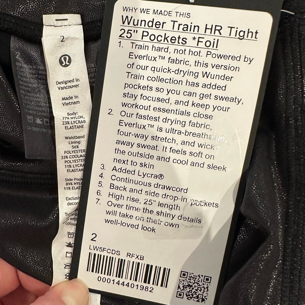 NWT Lululemon Wunder Train High Rise Tight Leggings  25” Pockets RFXB Size 2 - Picture 7 of 8